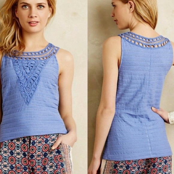 ANTHROPOLOGIE Aicha Lavender Tribal Boho Festival Casual Sleeveless Shirt - Picture 5 of 7
